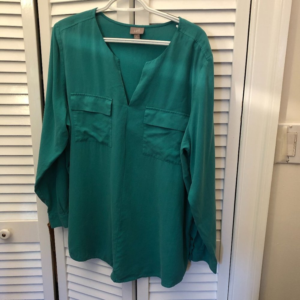J Jill women silk teal tunic, size XL